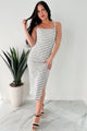 Electric & Cool Sleeveless Knit Midi Dress (Cream/Black) - NanaMacs