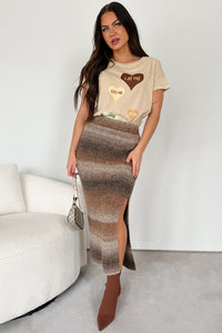 Ready To Reconnect Sweater Knit Ombre Midi Skirt (Espresso) - NanaMacs