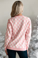 Some Christmas Sparkle Checkered Christmas Tree Cardigan (White/Pink) - NanaMacs