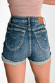 Bale Tummy Control Judy Blue Frayed Hem Shorts (Dark) - NanaMacs