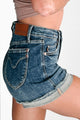 Bale Tummy Control Judy Blue Frayed Hem Shorts (Dark) - NanaMacs