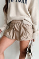 Yolanda Shorts Lined Bubbled Windbreaker Skirt (Khaki) - NanaMacs