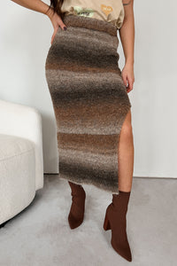 Ready To Reconnect Sweater Knit Ombre Midi Skirt (Espresso) - NanaMacs