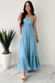 Taking The Scenic Route Halter Smocked Maxi Dress (Blue) - NanaMacs