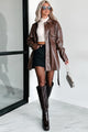 Feeling Fearless Faux Leather Belted Jacket (Brown) - NanaMacs