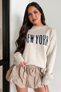 The Big Apple Graphic Sweater (Cream) - NanaMacs