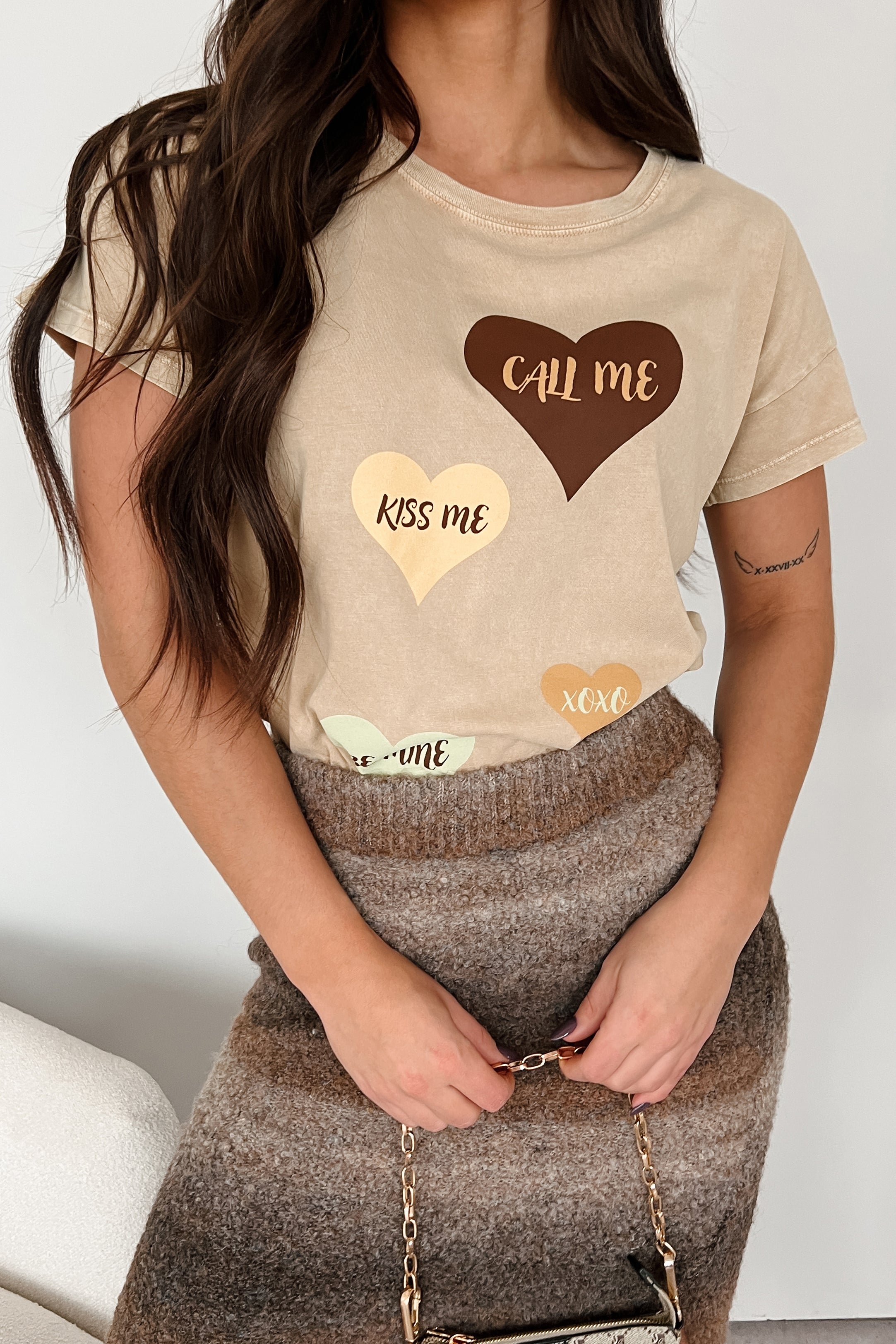 Heartfelt Words Mineral Wash Graphic Tee (Taupe) - NanaMacs