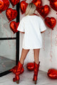 She Is Loved Rhinestone Heart Patch Tunic Top (White) - NanaMacs