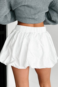 Yolanda Shorts Lined Bubbled Windbreaker Skirt (White) - NanaMacs