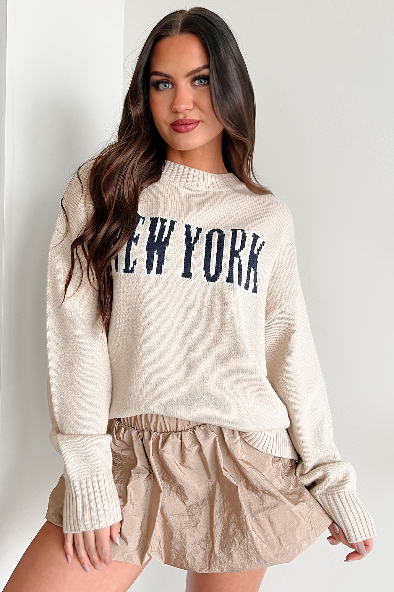 The Big Apple Graphic Sweater (Cream) - NanaMacs