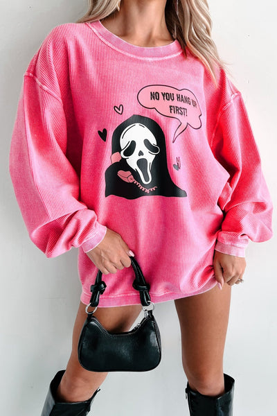 "You Hang Up First" Corded Graphic Crewneck (Bubblegum) - Print On Demand - NanaMacs