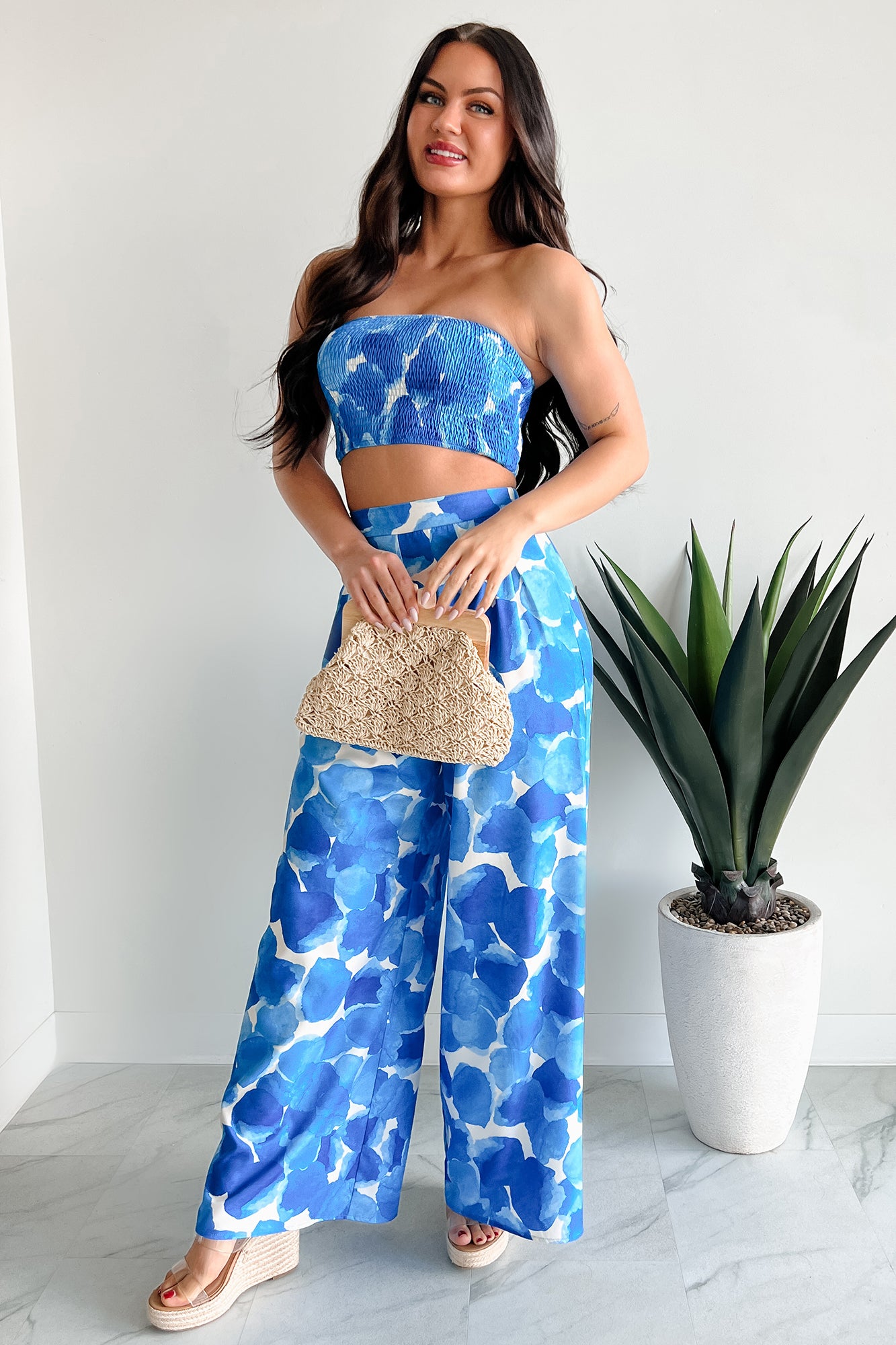 Wandering Freely Two-Piece Bandeau Pant Set (Blue) · NanaMacs