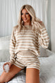 Maybe Tomorrow Striped Sweater Knit Set (Taupe/Cream)