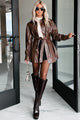 Feeling Fearless Faux Leather Belted Jacket (Brown) - NanaMacs