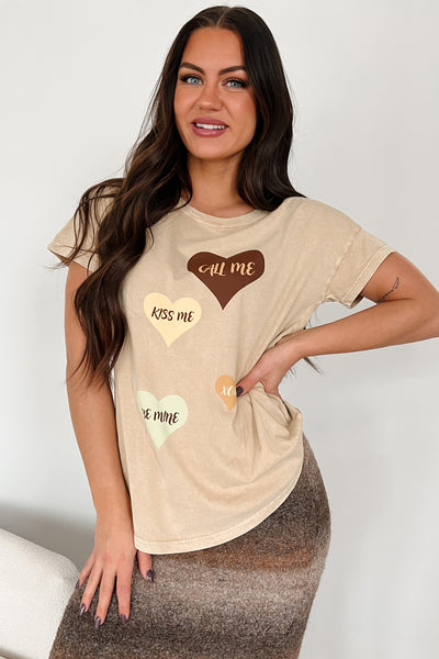 Heartfelt Words Mineral Wash Graphic Tee (Taupe) - NanaMacs