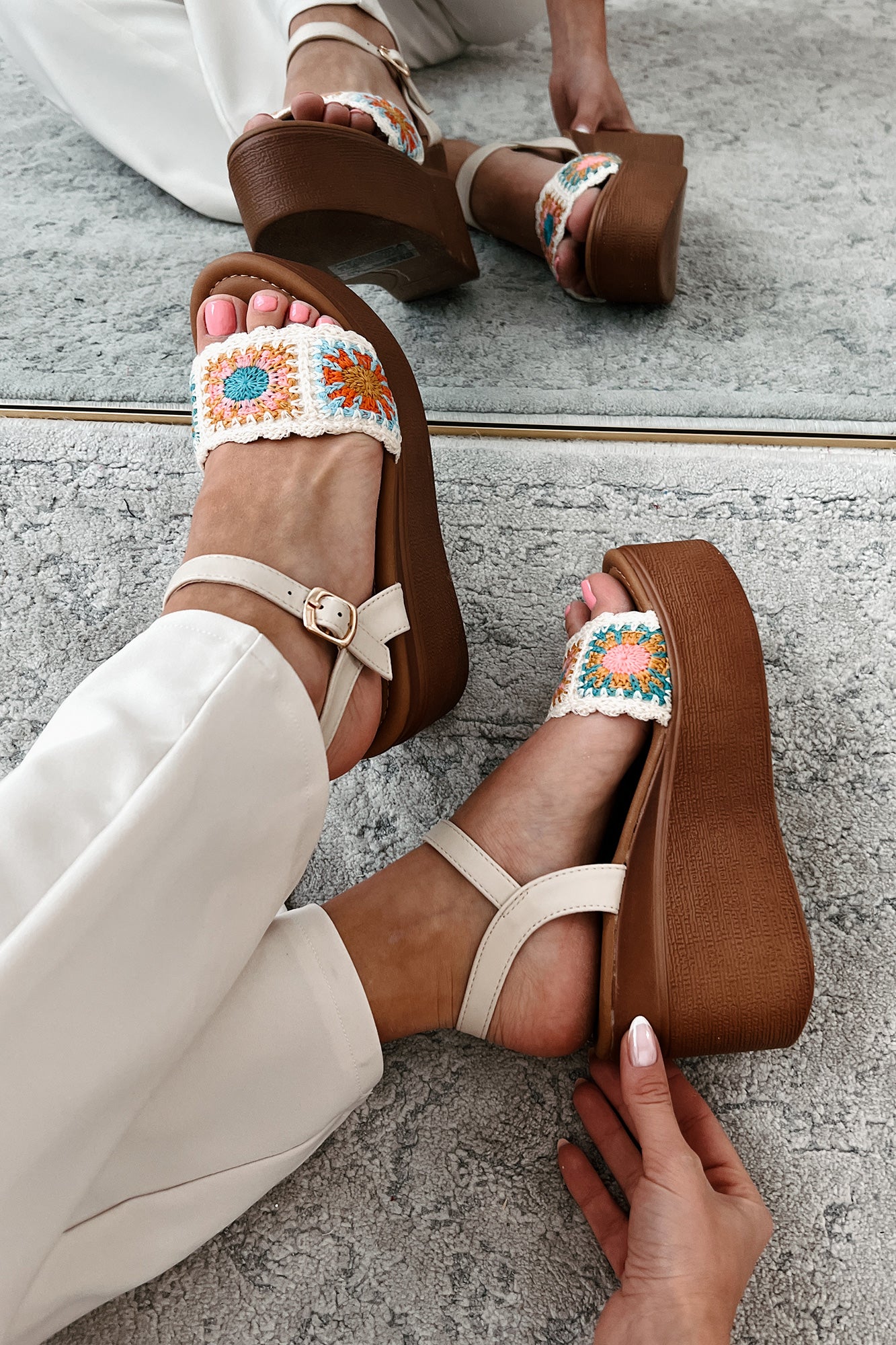 Gypsy Child Crochet Platform Sandals (Beige) · NanaMacs