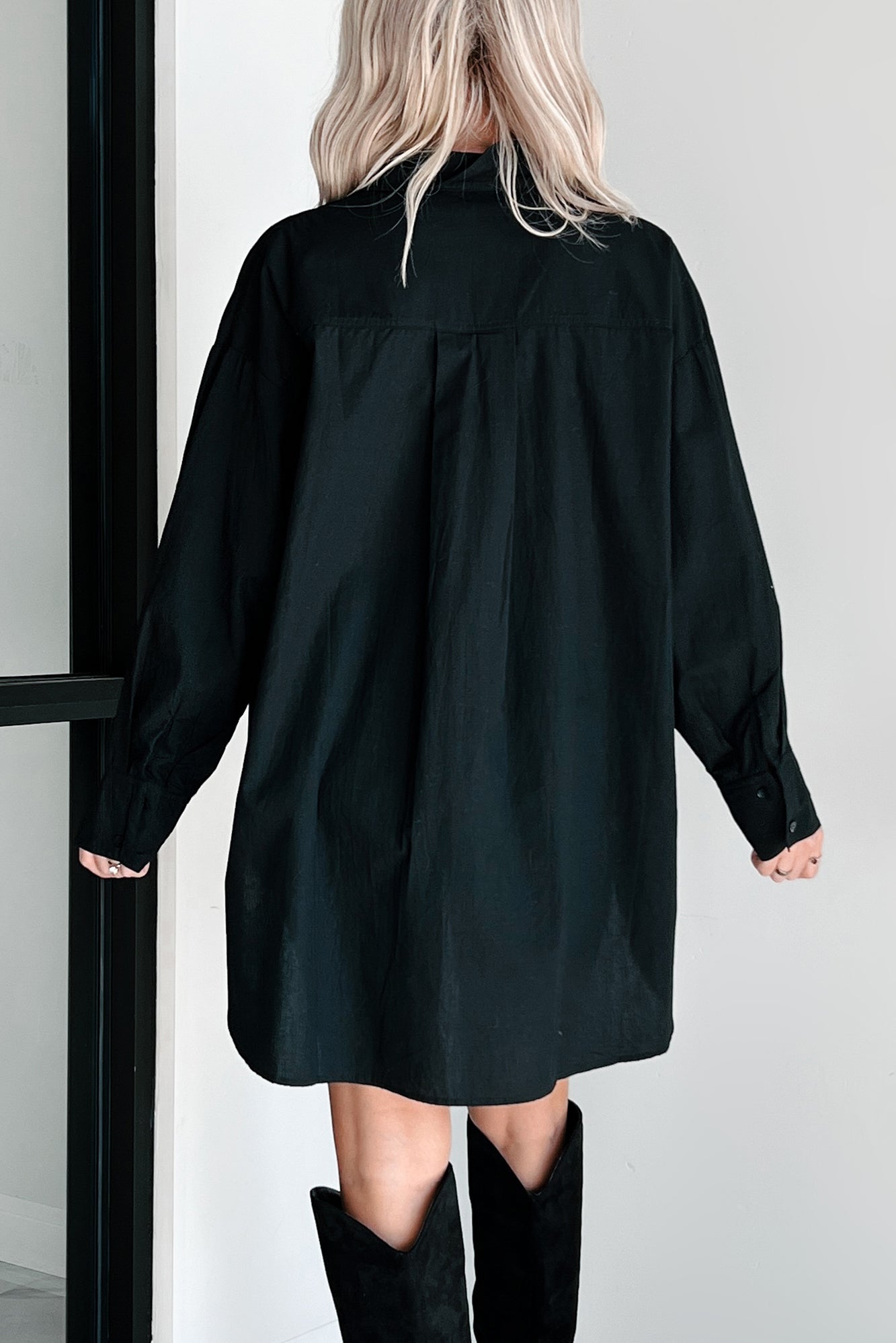 Modernly Classic Oversized Button-Up Shirt (Black)