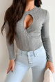 Yennifer Long Sleeve Keyhole Bodysuit (Heather Grey) - NanaMacs