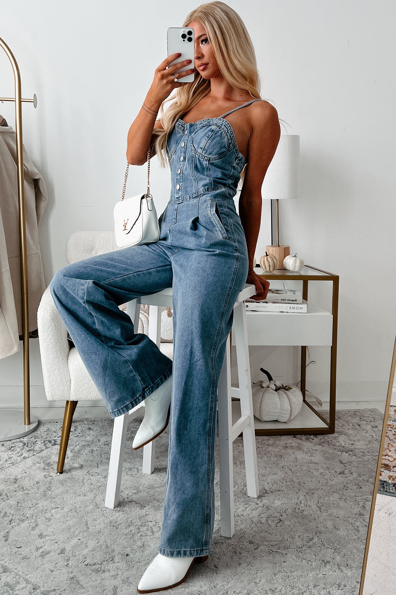 Savvy Style Denim Sweetheart Jumpsuit (Medium Wash) - NanaMacs