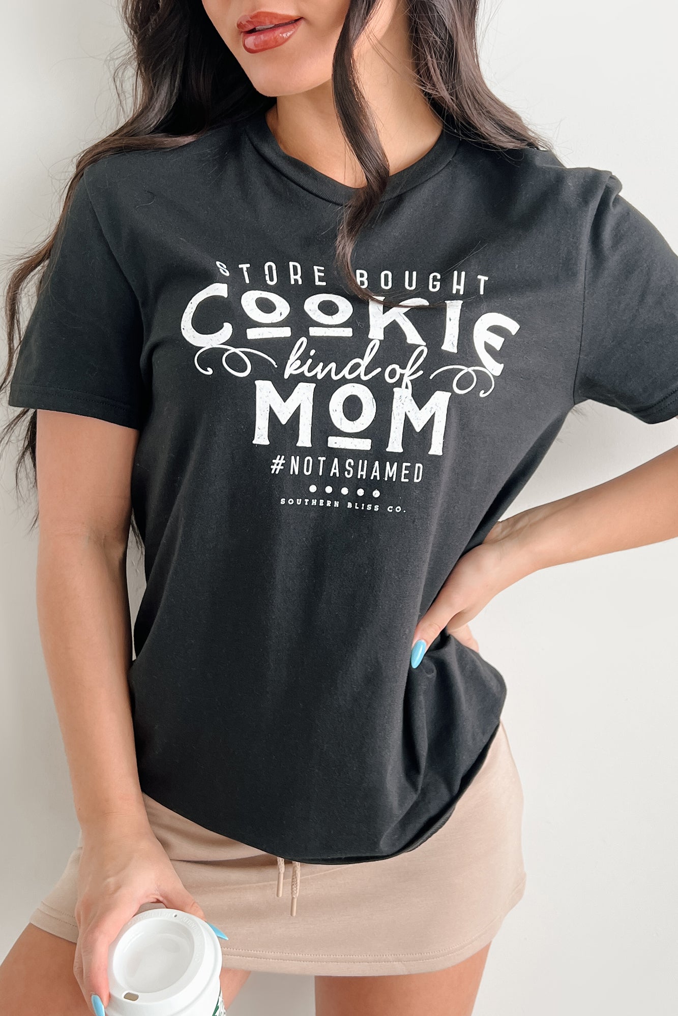 "Store Bought Cookie Kind Of Mom" Graphic T-Shirt (Black) - NanaMacs