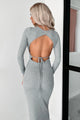 Womanly Confidence Rib Knit Open Back Dress (Heather Grey) - NanaMacs