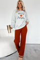 Welcoming Fall "Hello Pumpkin" Crewneck Sweater (Grey)