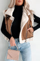 Back To Being Myself Sherpa Lined Faux Suede Vest (Brown) - NanaMacs