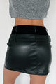 Don't Trust Me Double-Waisted Faux Leather Skirt (Black) - NanaMacs