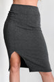 Cool Composure Bodycon Midi Skirt (Charcoal) - NanaMacs