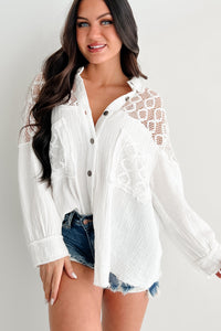 Urban Cool Lace Contrast POL Shirt (White) - NanaMacs