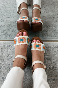 Gypsy Child Crochet Platform Sandals (Beige) - NanaMacs