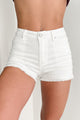 Jennilyn High Rise Frayed Hem Denim Kancan Shorts (White)