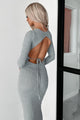 Womanly Confidence Rib Knit Open Back Dress (Heather Grey)