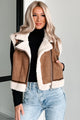 Back To Being Myself Sherpa Lined Faux Suede Vest (Brown) - NanaMacs