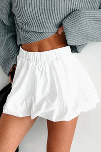 Yolanda Shorts Lined Bubbled Windbreaker Skirt (White) - NanaMacs