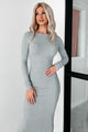 Womanly Confidence Rib Knit Open Back Dress (Heather Grey) - NanaMacs