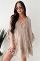 Chasing Waves Linen Cover Up Dress (Taupe)