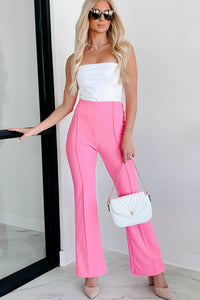 Style Stance High Waist Flare Pants (Hot Pink) - NanaMacs