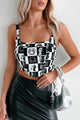 Timeless Expressions Printed Corset Top (Black/White) - NanaMacs