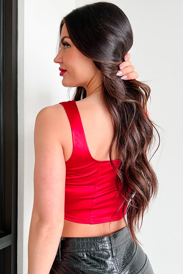 Full Roster Satin Crop Top (Chili Pepper) - NanaMacs