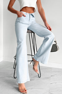 Otto Mid-Rise Folded Waist Risen Wide Leg Jeans (Ice Blue) - NanaMacs