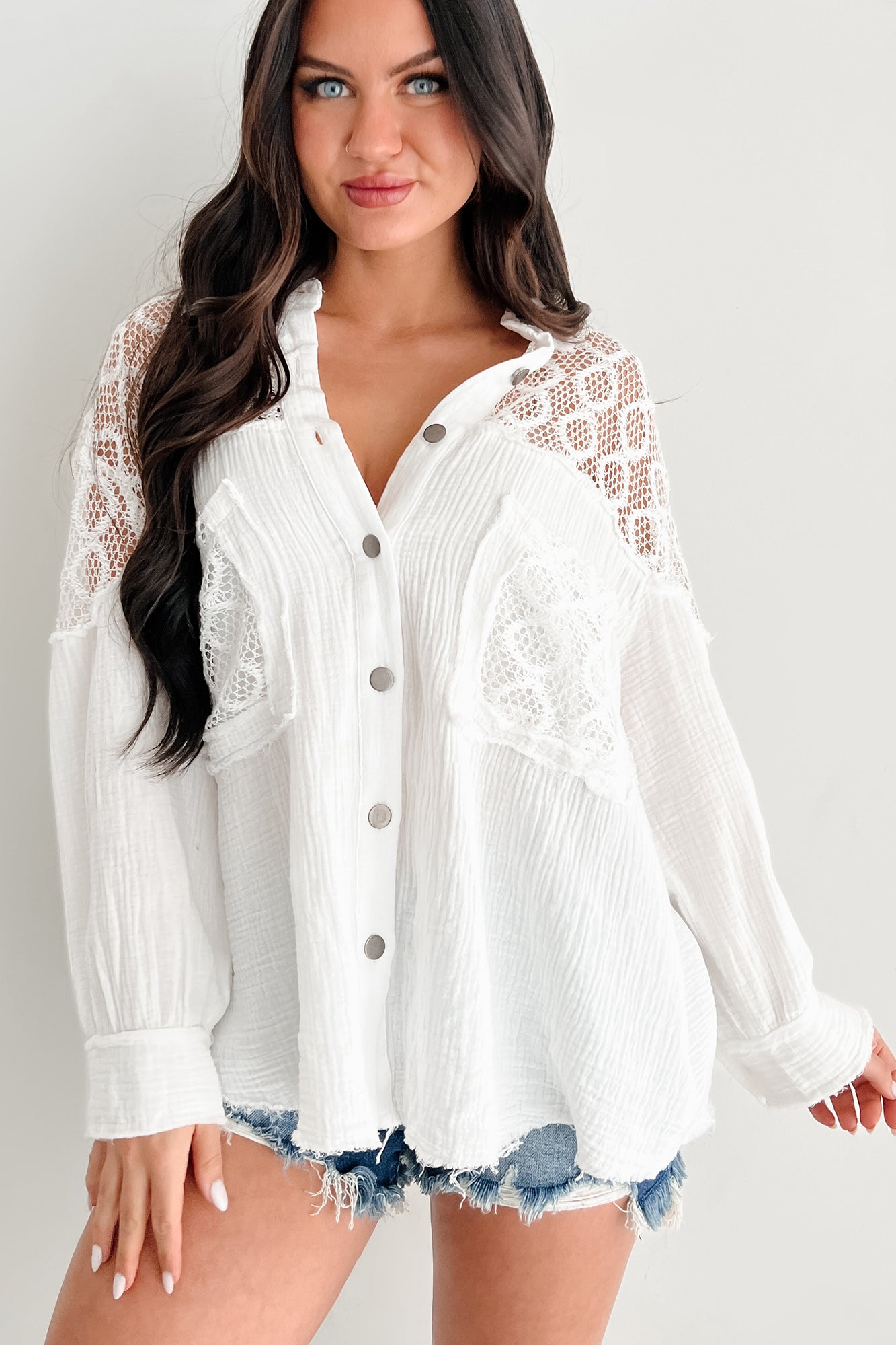 Urban Cool Lace Contrast POL Shirt (White) - NanaMacs