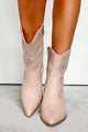 Spotlight Chaser Rhinestone Embellished Western Booties (Beige) - NanaMacs