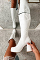 My Only Addiction Patent Leather Platform Boots (White) - NanaMacs