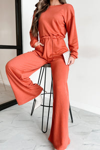 Plausible Deniability Long Sleeve Wide Leg Jumpsuit (Rust) - NanaMacs