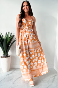 Women's Honolulu Happy Hour Floral Maxi Dress in Apricot - Size S Women's Honolulu Happy Hour Floral Maxi Dress in Apricot - Size S