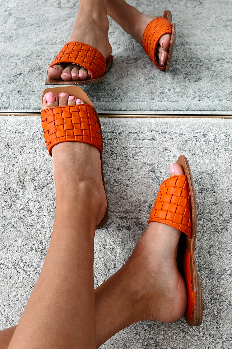 Never Going Back Woven Slide Sandals (Orange) - NanaMacs