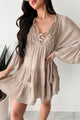 Chasing Waves Linen Cover Up Dress (Taupe)