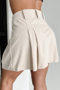 Spring In The Air Corduroy Mini Skirt (Beige) - NanaMacs