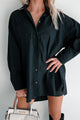 Modernly Classic Oversized Button-Up Shirt (Black)